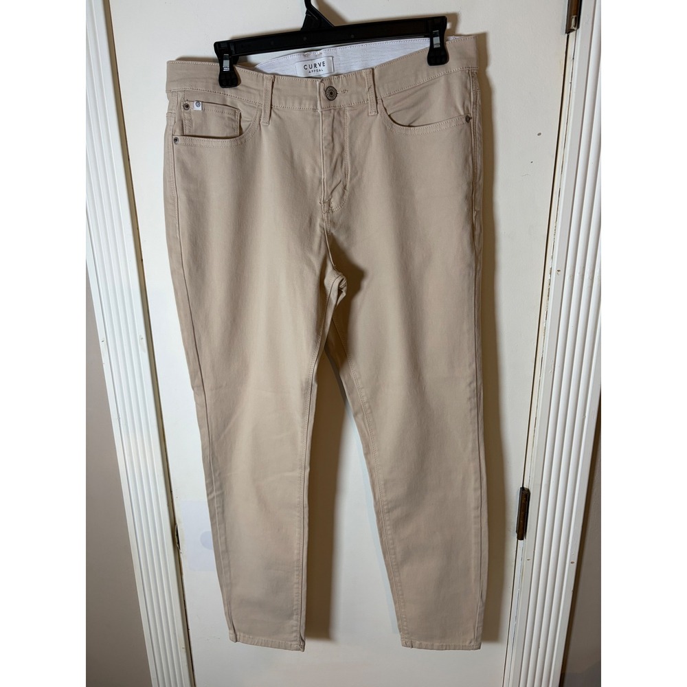 Curve Appeal Womens Khaki Tan Skinny Stretch Pants Size 10/30 Five Pocket